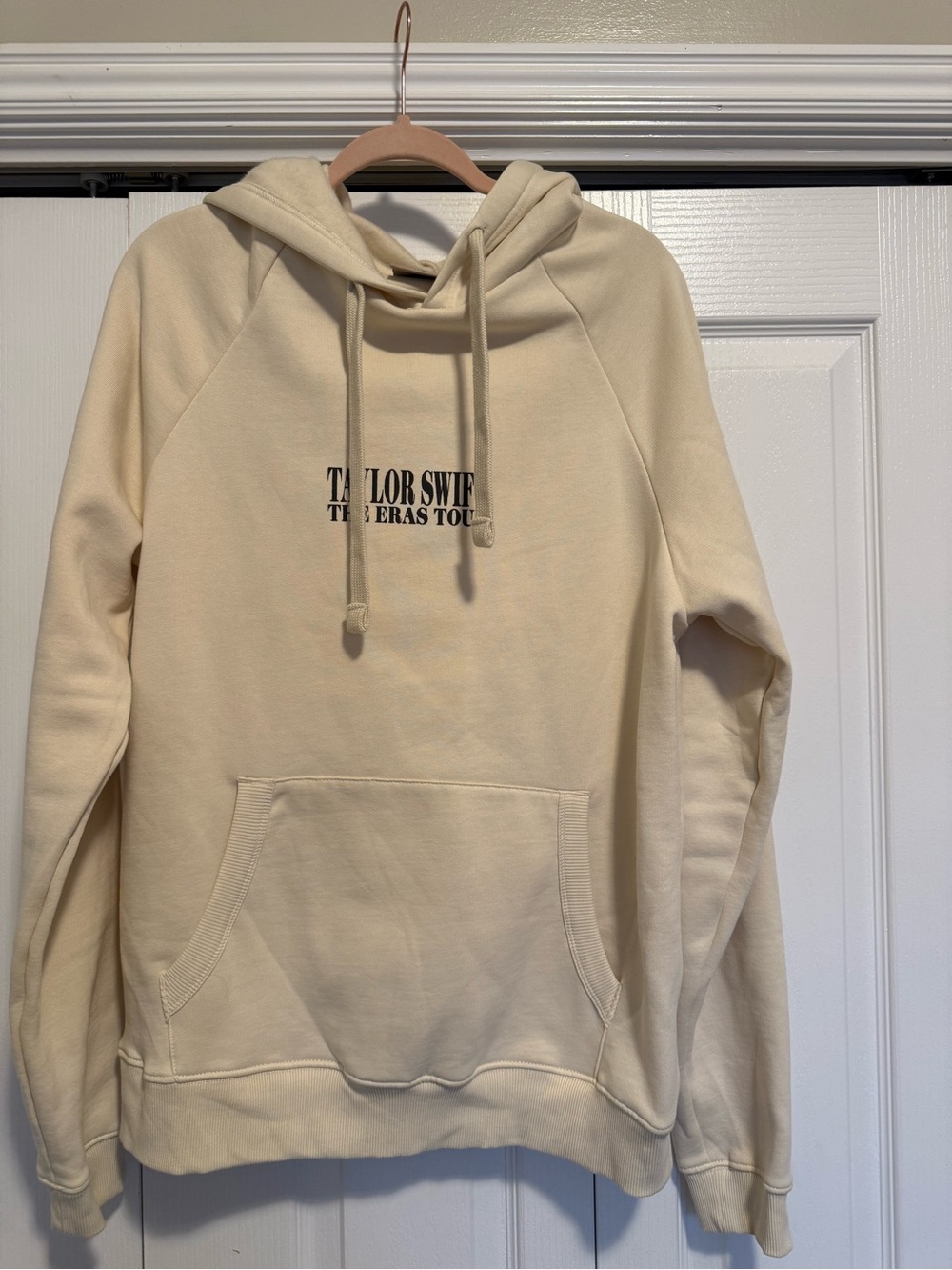 Taylor Swift Cream The Eras Tour Hoodie with Black Logo